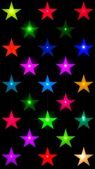 Obraz premium Colorful star pattern on black background