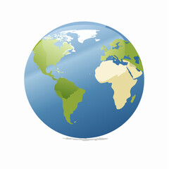 Fototapeta premium Flat globe vector icon of Earth, clean minimal style, representing world, international, travel, environment, education, and global connection concepts