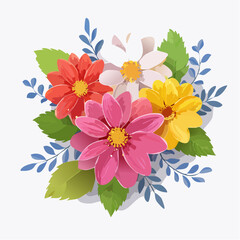 Vibrant blooming flower illustration in vector style, ideal for spring posters, wedding invitations, botanical artwork, and eco-friendly decorative designs