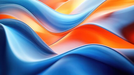 Abstract smooth flowing waves in vibrant blue and orange tones creating a dynamic and fluid visual effect