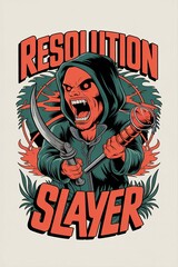 Resolution Slayer Hooded Figure with Sickle and Weapon