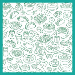 Variety of Asian and Mexican Cuisine Dishes.