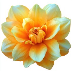 close-up of a vibrant yellow and orange flower with soft, layered petals radiating from the center, creating a glowing and delicate appearance