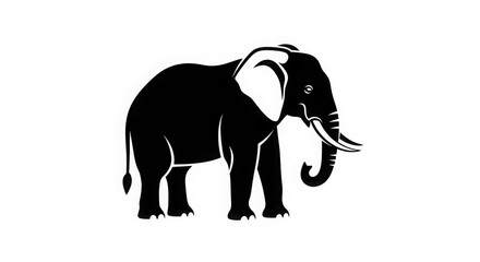 Obraz premium Majestic African Elephant Silhouette with Tusks and Large Ears