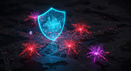 Cybersecurity Shield Protecting City from Digital Threats