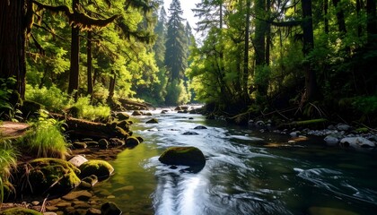 Obraz premium Lush forest stream