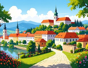 Picturesque European town