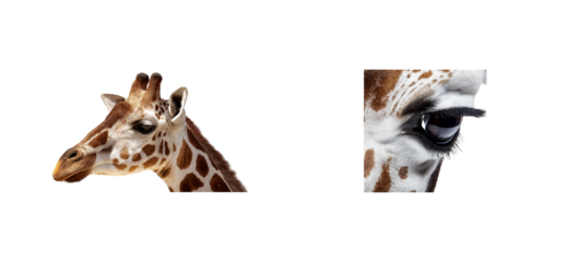 Close-up of a Giraffe Head and Eye, cut out