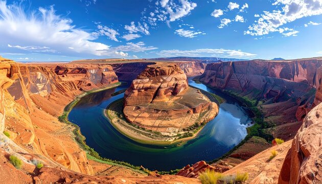 Horseshoe Bend Panorama: Arizona River Landscape