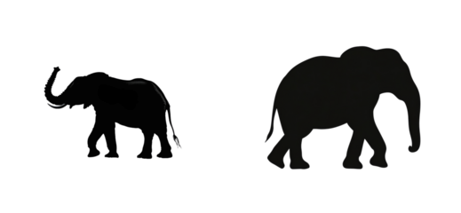 Two silhouette elephants side by side, cut out
