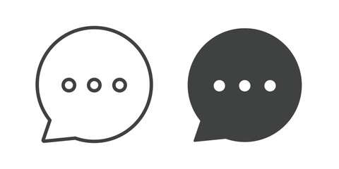 Chat and speech bubble icon. Line and glyph solid icon. Editable stroke and Perfect pixel isolated on white background. Vector illustration