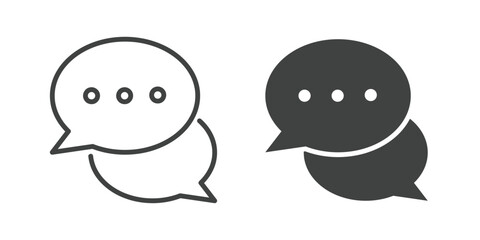 Chat and speech bubble icon. Line and glyph solid icon. Editable stroke and Perfect pixel isolated on white background. Vector illustration