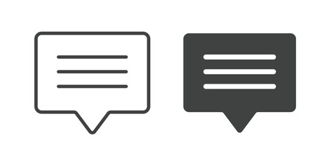 Chat and speech bubble icon. Line and glyph solid icon. Editable stroke and Perfect pixel isolated on white background. Vector illustration