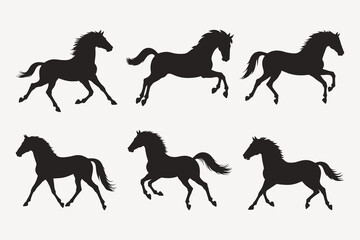 horse silhouettes set