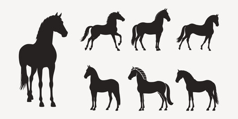 set of horse silhouettes