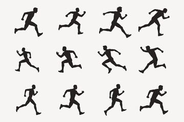 silhouettes of people running