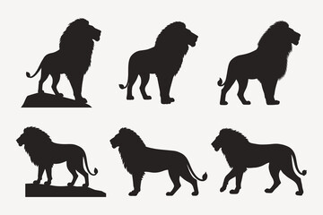 set of lion silhouettes