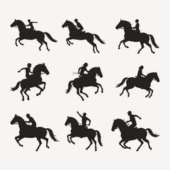 set of horse silhouettes