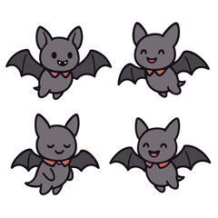 Coloring book coloring page featuring cute bat character with transparency and joyful expressions