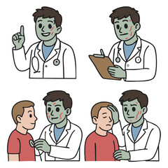 Doctor cartoon stethoscope clipboard checkup patient medical healthcare friendly