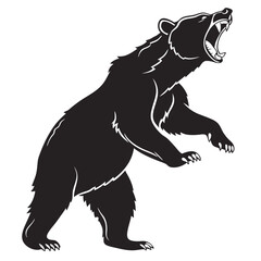 A fierce black bear vector illustration, showcasing its powerful stance and open mouth, the bear is a symbol of strength and wilderness