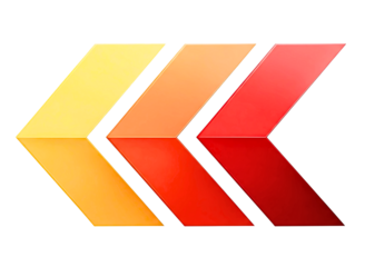 Four arrows in gradient colors isolated on transparent background