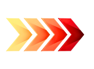 Four arrows in gradient colors isolated on transparent background