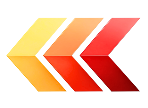 Four arrows in gradient colors isolated on transparent background