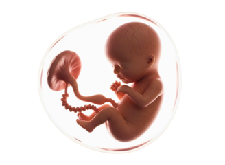 Human fetus inside the womb isolated on transparent background
