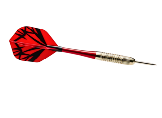 Red dart with black pattern isolated on transparent background