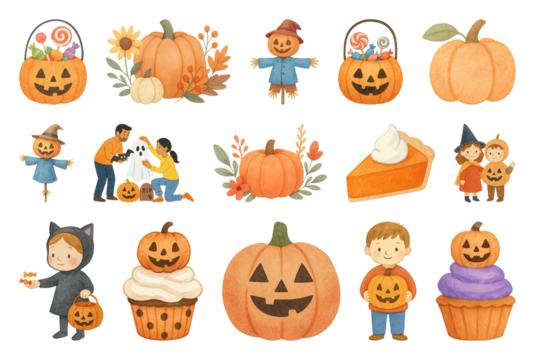 Whimsical Halloween festive illustrations