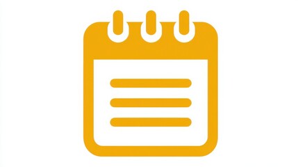 Bright Yellow Calendar Icon with Lined Pages for Scheduling Tasks