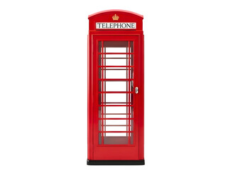 Obraz premium Classic red telephone booth isolated on transparent background in london, uk