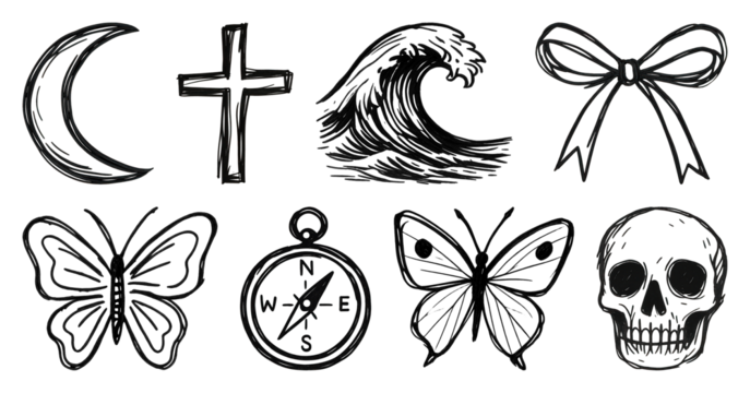 Vintage tattoo symbol collection