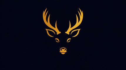 Minimalist Golden Deer Head Logo Design on Dark Background