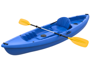 kayak with paddle isolated on transparent background for water sport