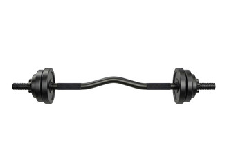 Black ez curl barbell isolated on transparent background for weightlifting exercise