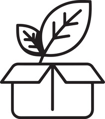 Eco-Friendly Packaging Plant Growing Out of an Open Cardboard Box