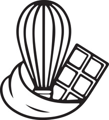 Whisk, Chocolate, and Cream Baking Delight Illustration