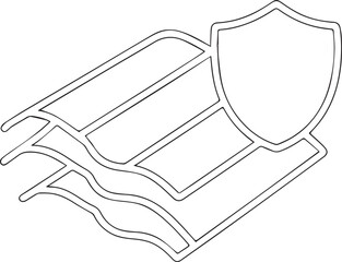 Protective Roofing Shield Guarding Wavy Tile Texture with Line Art Detailing