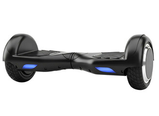 Black selfbalancing scooter isolated on transparent background for transportation