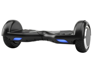 Black selfbalancing scooter isolated on transparent background for transportation