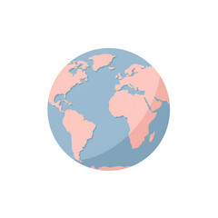 Fototapeta premium Modern flat design illustration of the Earth's globe, featuring stylized continents, representing global connectivity, international reach, and environmental awareness for diverse digital projects
