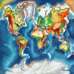World map, colorful relief