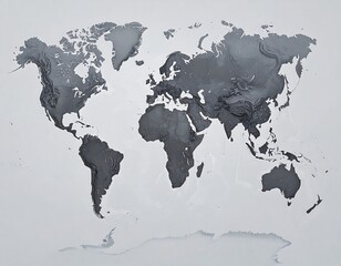 3D world map, gray relief