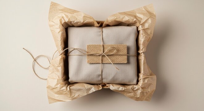 Eco-Friendly Gift Wrapped in Natural Fabric and Paper