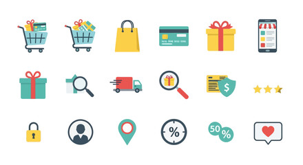 Collection of E-commerce and Online Shopping Icons.