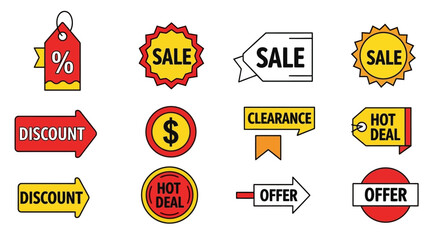 Collection of Flat Design Sale and Discount Icons.