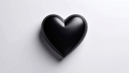 Black Heart Shape on White Background