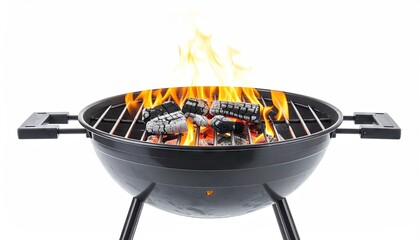 Black Kettle Grill with Burning Charcoal Briquettes